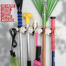 Home It Mop And Broom Holder 5 Position With 6 Hooks Garage Storage Holds Up
