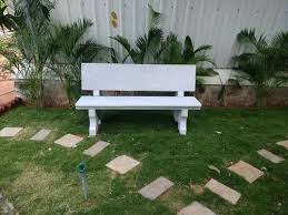 Gray Stone Garden Bench With Backrest