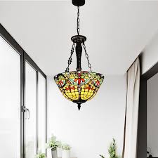 Stained Glass Pendant Light Retro Style