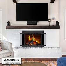Uniflame Large Roman Black Bi Fold Style Fireplace Doors With Smoke Tempered Glass