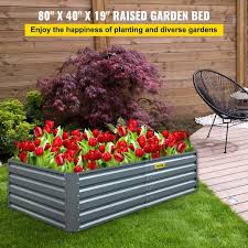 Vevor Garden Bed Metal Planter Box Galvanized Raised 80 Inch X 40 Inch X 19 Inch