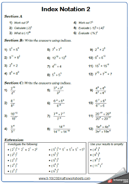 Indices Worksheets Practice Questions