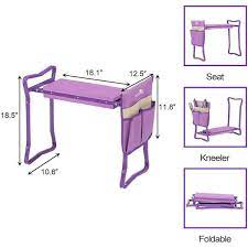 Garden Kneeler And Seat Folding Kneeling Bench Stool With Tool Pouches For Gardening Purple