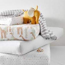 Company Kid S Ditsy Gingham Gray Organic Cotton Percale Crib Sheet