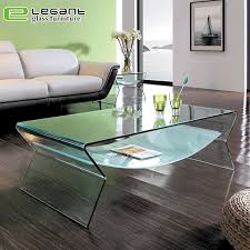 Clear Bent Glass Coffee Table With