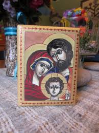 Holy Family Icon Original Art Print On