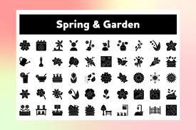 Spring Garden Glyph Icons Graphic By