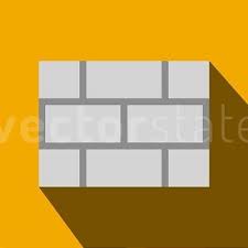 Concrete Block Wall Icon In Flat Style