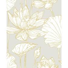 Nextwall Lotus Metallic Gold And Grey