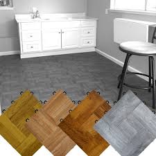 Interlocking Floor Tiles Wood Vinyl Top
