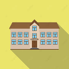 School Building Color Icon With Two