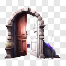 Stone Arched Door With Windows