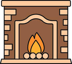 Brown And Peach Color Burning Fireplace