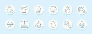 Water Set Icon Faucet Aqua Recycling