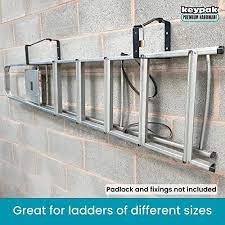 2x Heavy Duty Lockable Wall Ladder Rack
