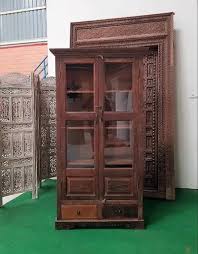 Antique Glass Door Cabinet Showcase At