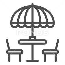 Chairs And Table With Umbrella Line