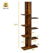 8 Shelf Wood Bookcase Freestanding
