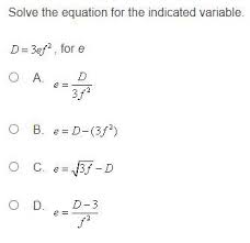 The Equation For The Indicated Variable