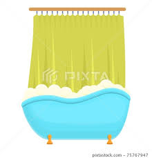 Shower Curtain Wash Icon Cartoon Style
