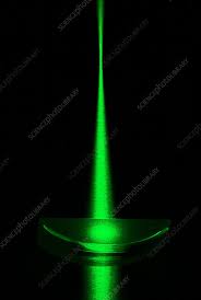 lens focusing green laser beam stock