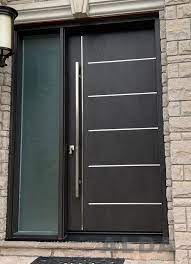 Black Entry Door With Single Sidelight