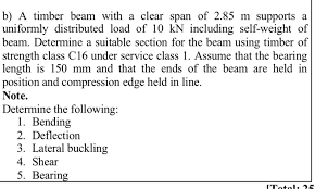 a timber beam with a clear span of 2 85