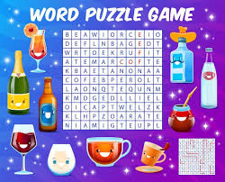 Word Search Puzzle Game Cartoon Drink