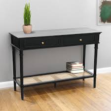 Black Acacia Wood Console Table