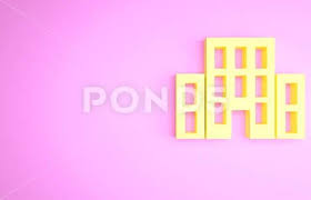 Yellow House Icon Isolated On Pink