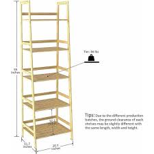 5 Tier Oak Wood Plant Stand Ladder Shelf Black Bookshelf Modern Open Bookcase For Bedroom Living Room Office
