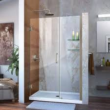 Dreamline Shdr 20457210s 04 Unidoor 45 46 In W X 72 In H Frameless Hinged Shower Door With Shelves Brushed Nickel