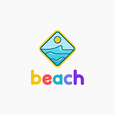 Cute Beach Sign Colorful Modern Logo