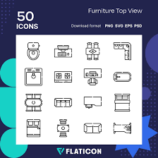 Furniture Top View Icon Pack Lineal