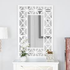 Chloe White Wood Wall Mirror With An