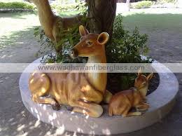 Fiber Frp Deer Statue With Baby Deer