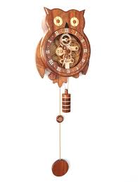 Wooden Wall Clock Owl Steampunk
