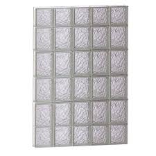 Clearly Secure 28 75 In X 42 5 In X 3 125 In Frameless Ice Pattern Non Vented Glass Block Window