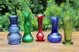 Colored Glass Vases Medium Vintique