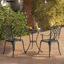 Nuu Garden 3 Piece Cast Aluminum Outdoor Bistro Set Patio Furniture Table Set In Black