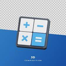 Blue And White Calculator Icon 3d Rendering