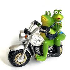 Funny Frogs Motorbike Resin Statue