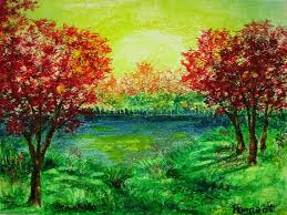 Oil Pastel Landscape Tree Art