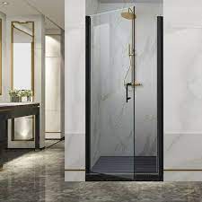 Grogro Black Pivot Shower Door 30 31 5 W X 72 H Frameless Glass Shower Doors 1 4 In Thick Clear Tempered Glass Matte Black Finish Shower Doors Can