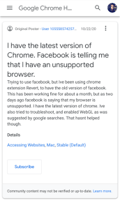 facebook unsupported browser issue