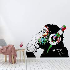 Banksy Dj Monkey Gorilla Canvas Wall