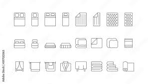 Textile And Bedroom Line Icon Set