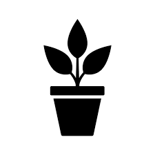 Black Bush Potted Plant Icon