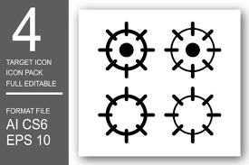 Target Icon Set In Black Color Graphic