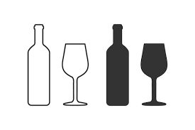 Wine Bottle Wine Glass Silhouette Icon